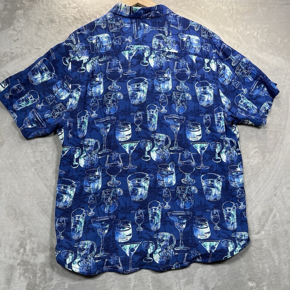 Tommy Bahama Shirt Men's XL Blue Viscose Short Sleeve Button Up Bar None - Picture 8 of 9